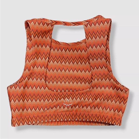 BEYOND YOGA $64 YOGA SPORT BRA BOHEMIAN HIPPIE ORANGE ZIG-ZAG New NWT - Picture 2 of 3